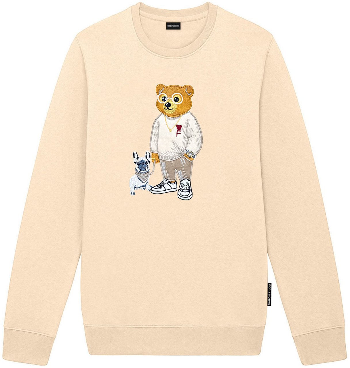 Baron Filou Organic Embroidered Pullover Filou LXXXVIII. Beige