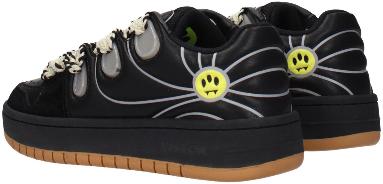 Barrow Black Leather Low Top Sneakers Zwart