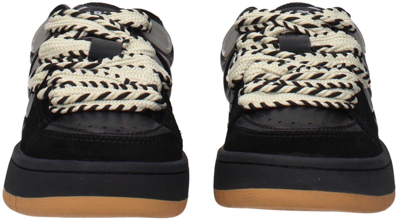 Barrow Black Leather Low Top Sneakers Zwart