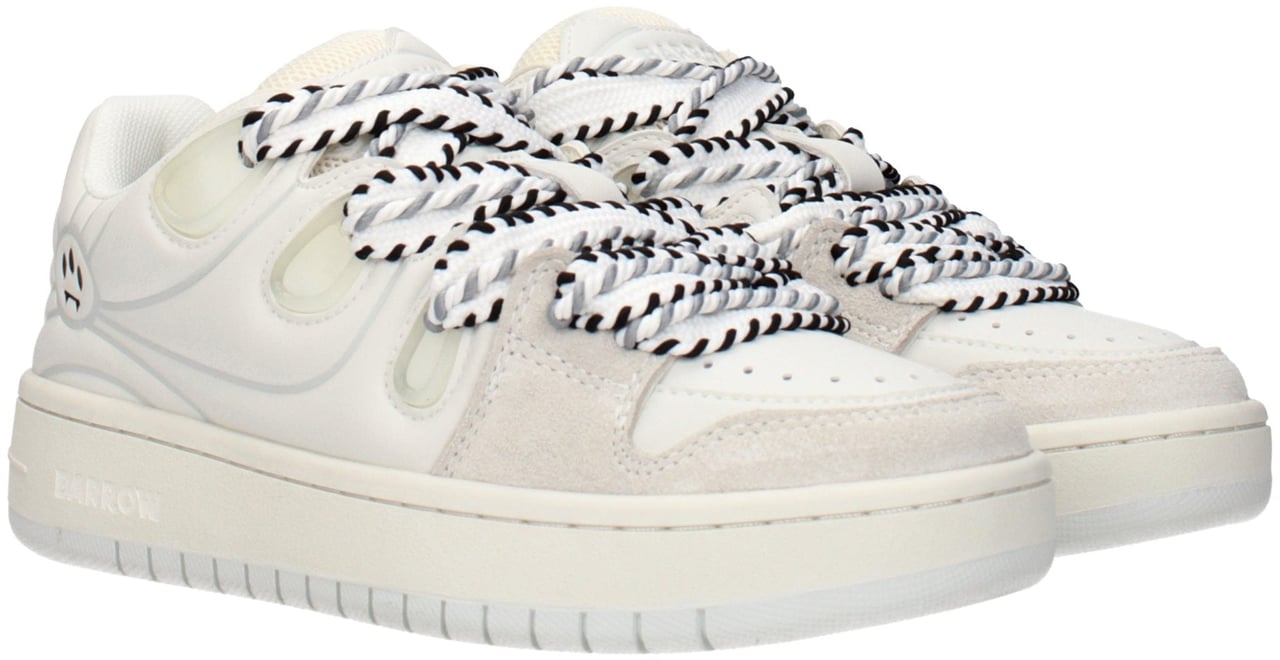 Barrow White Leather Low Top Sneakers Wit
