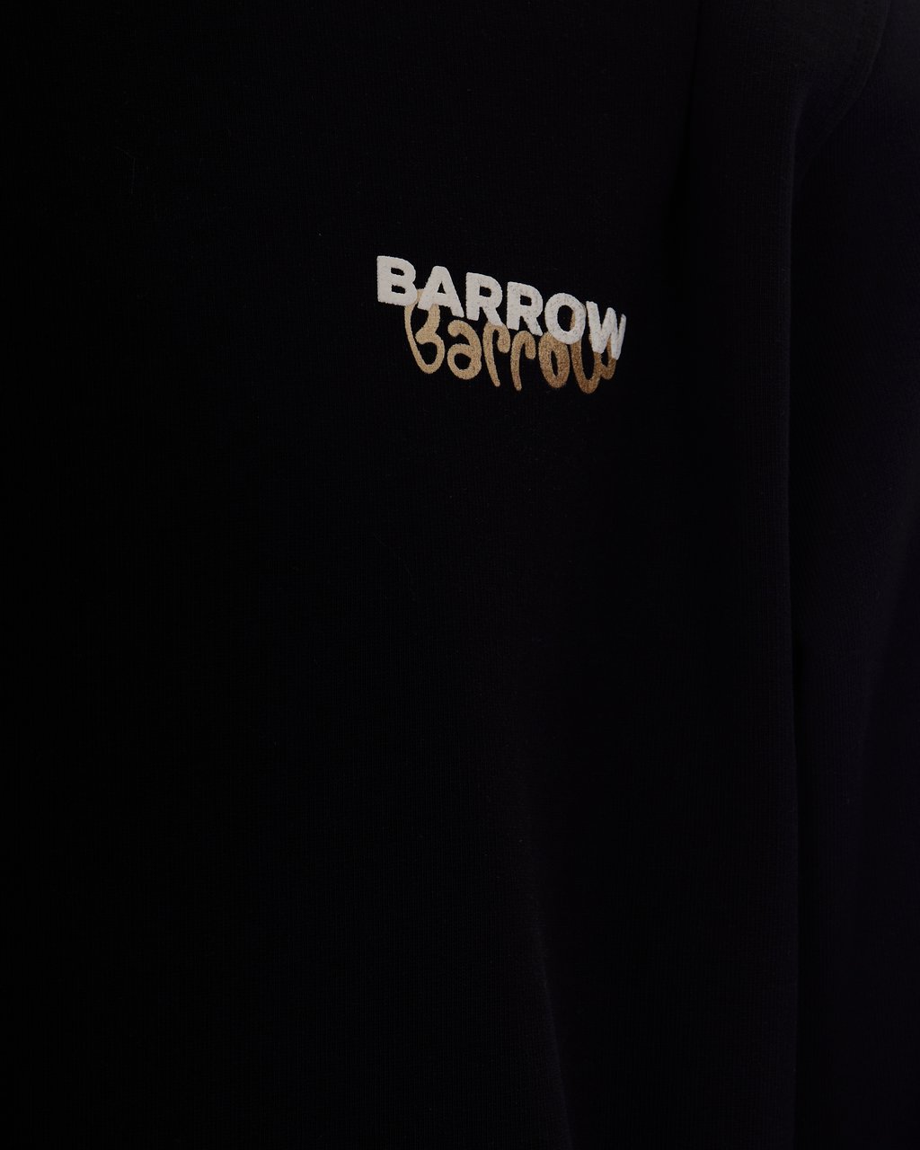 Barrow Black Cotton Hoodie with Bear Graphic and Logo Zwart