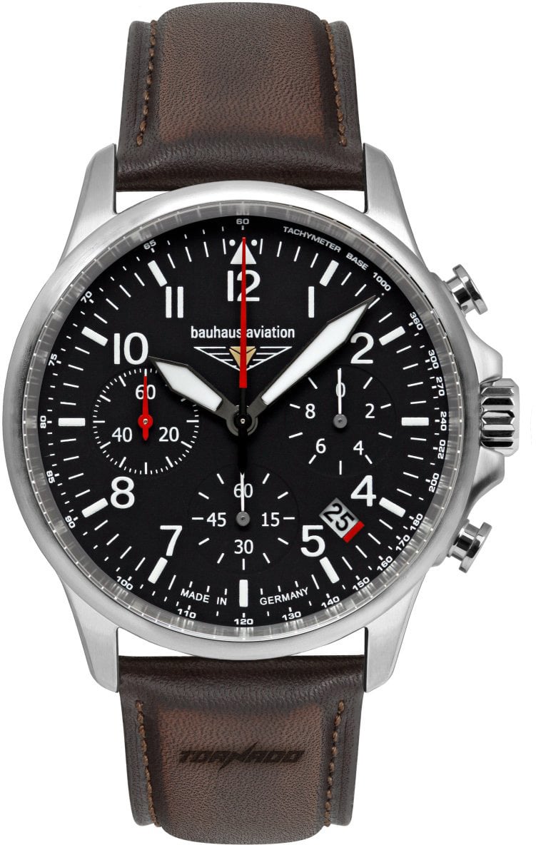 Bauhaus 2774-2 Aviation Tornado chronograaf horloge 42 mm Zwart