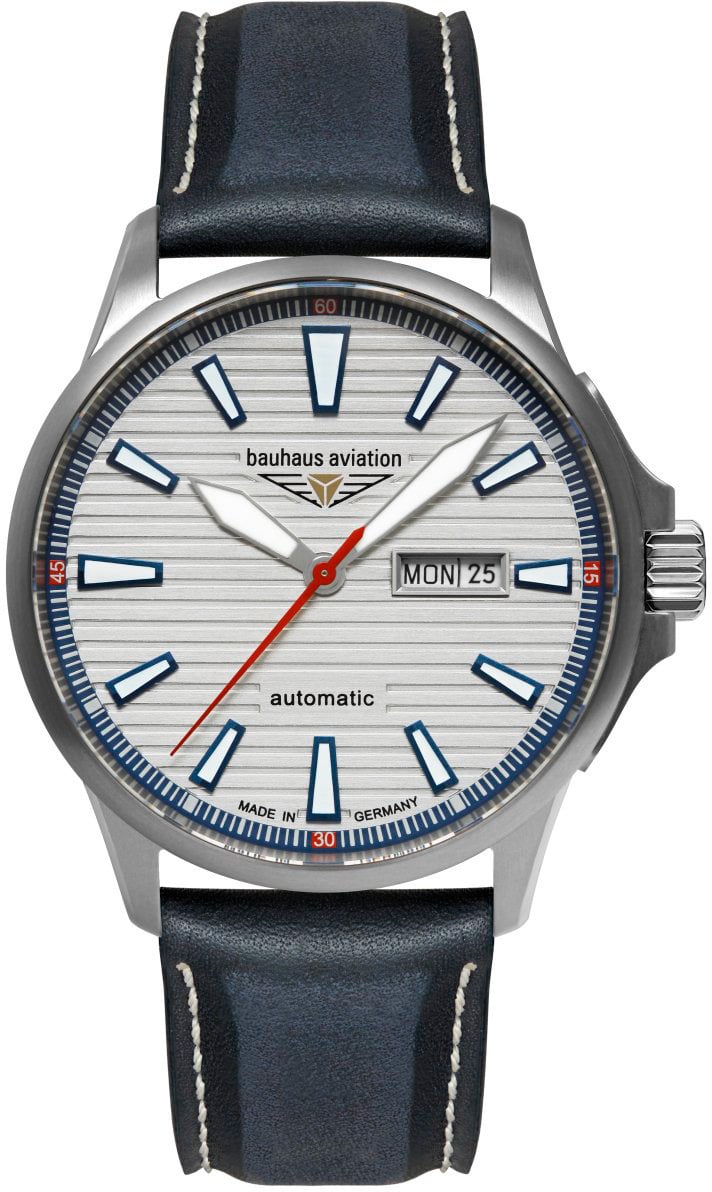 Bauhaus 2862-1 Aviation Iron Annie automatisch horloge 42 mm Zilver