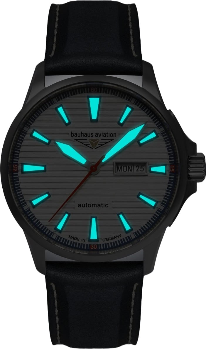 Bauhaus 2862-1 Aviation Iron Annie automatisch horloge 42 mm Zilver