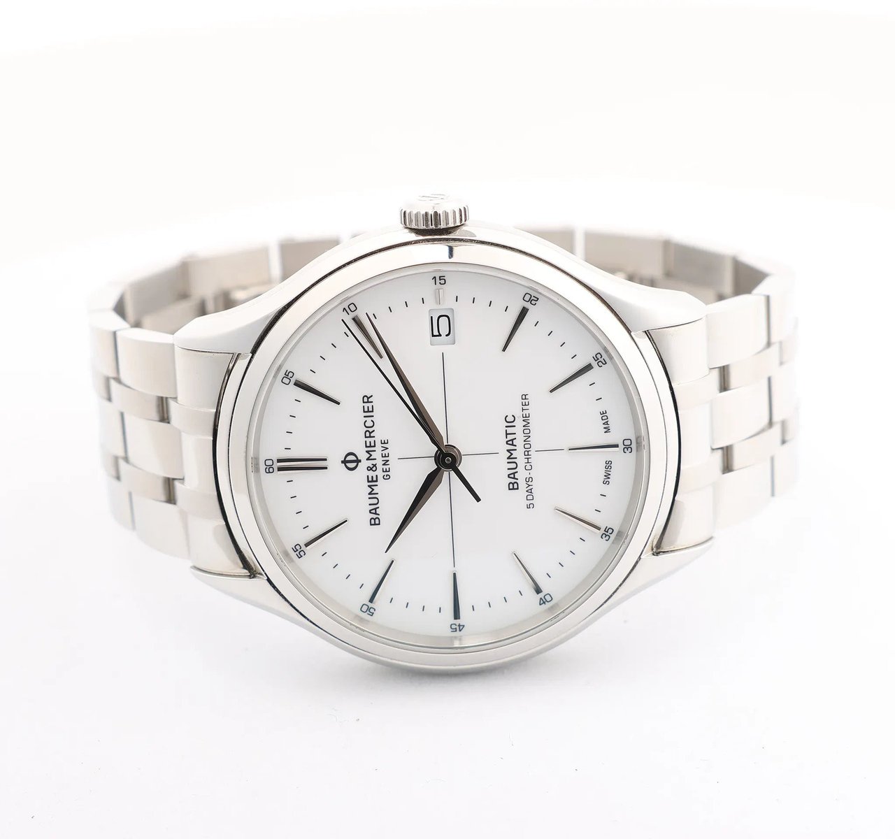 Baume & Mercier Baume & Mercier Clifton Vomatic M0A10505 6197815 SS AT Watch with White Dial Divers