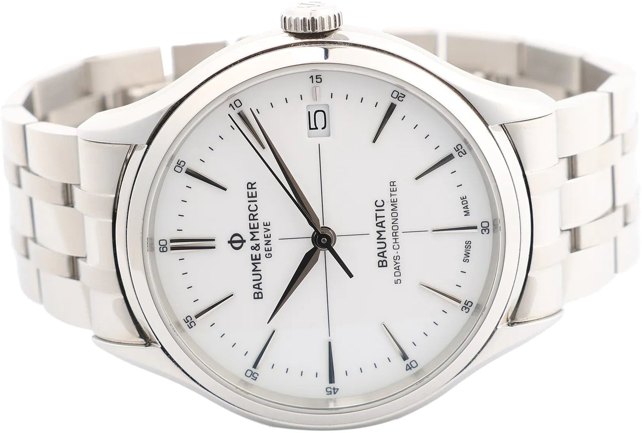 Baume & Mercier Baume & Mercier Clifton Vomatic M0A10505 6197815 SS AT Watch with White Dial Divers