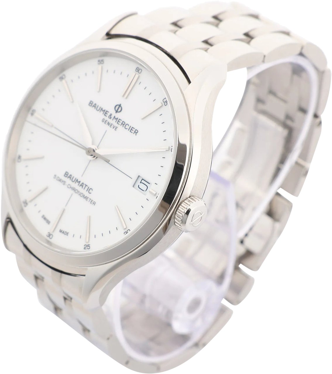 Baume & Mercier Baume & Mercier Clifton Vomatic M0A10505 6197815 SS AT Watch with White Dial Divers