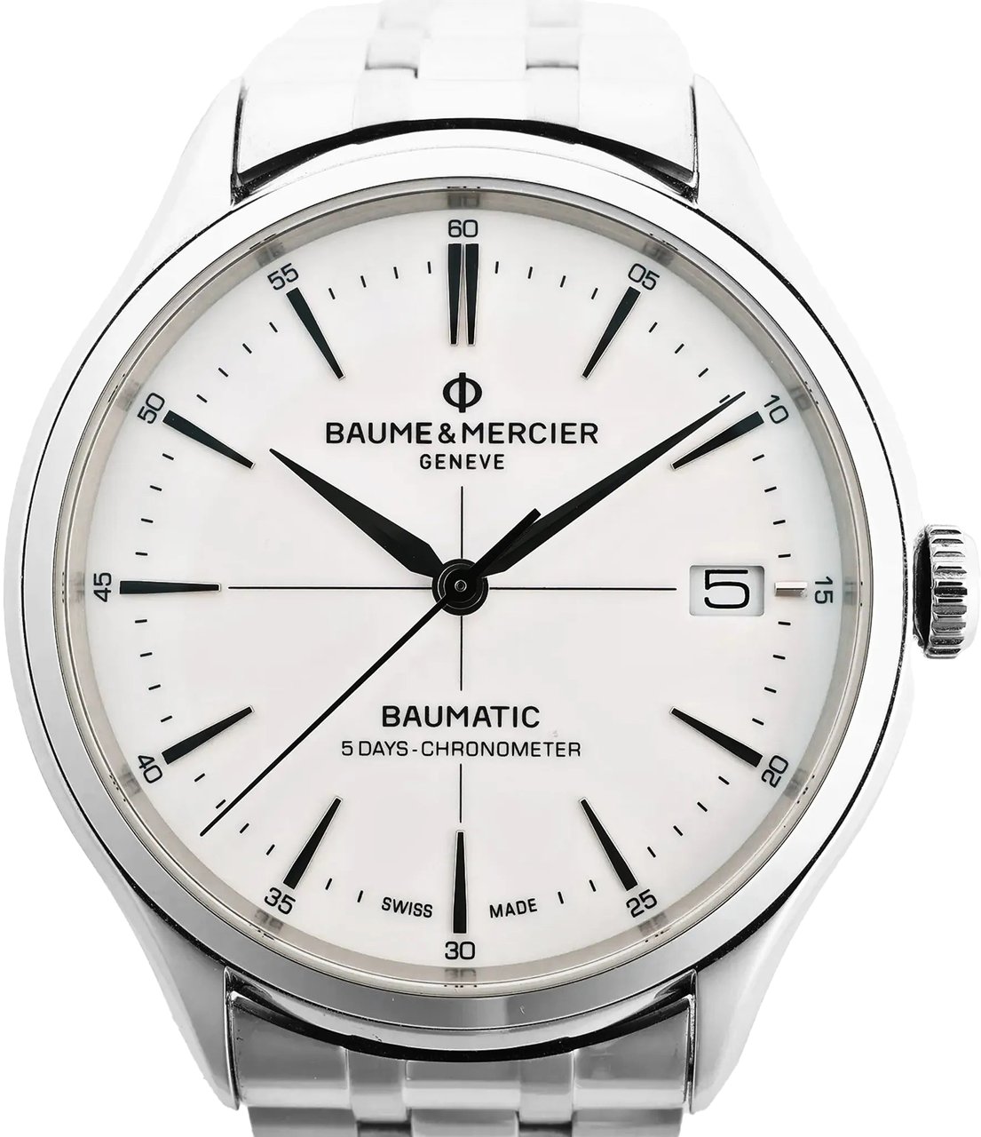 Baume & Mercier Baume & Mercier Clifton Vomatic M0A10505 6197815 SS AT Watch with White Dial Divers