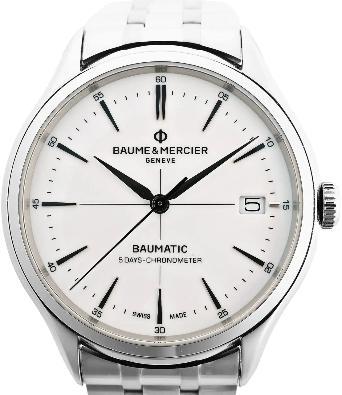 Baume & Mercier Clifton Vomatic M0A10505 6197815 SS AT Watch with White Dial Divers