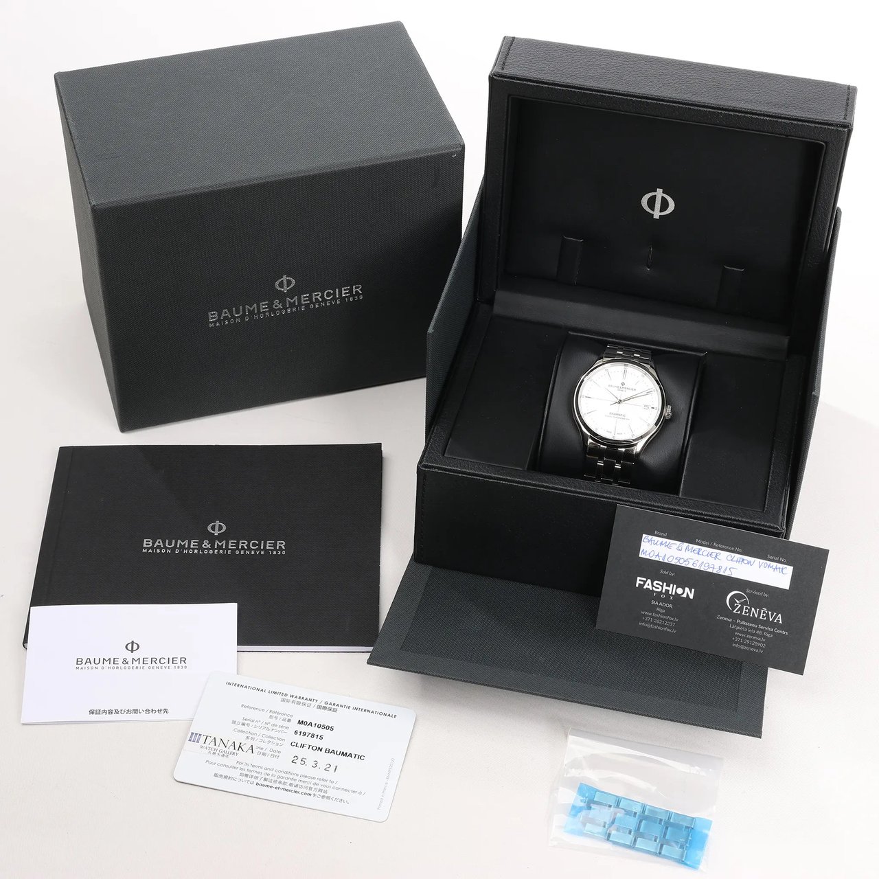 Baume & Mercier Clifton Vomatic M0A10505 6197815 SS AT Watch with White Dial Divers