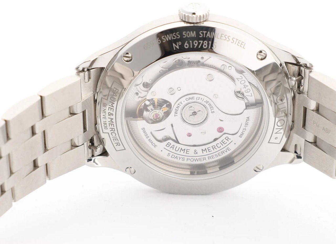 Baume & Mercier Clifton Vomatic M0A10505 6197815 SS AT Watch with White Dial Divers