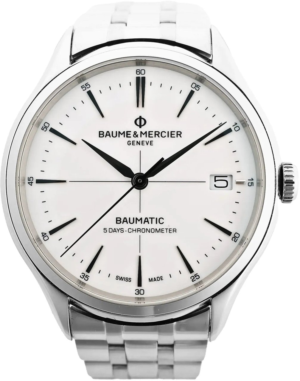 Baume & Mercier Clifton Vomatic M0A10505 6197815 SS AT Watch with White Dial Divers