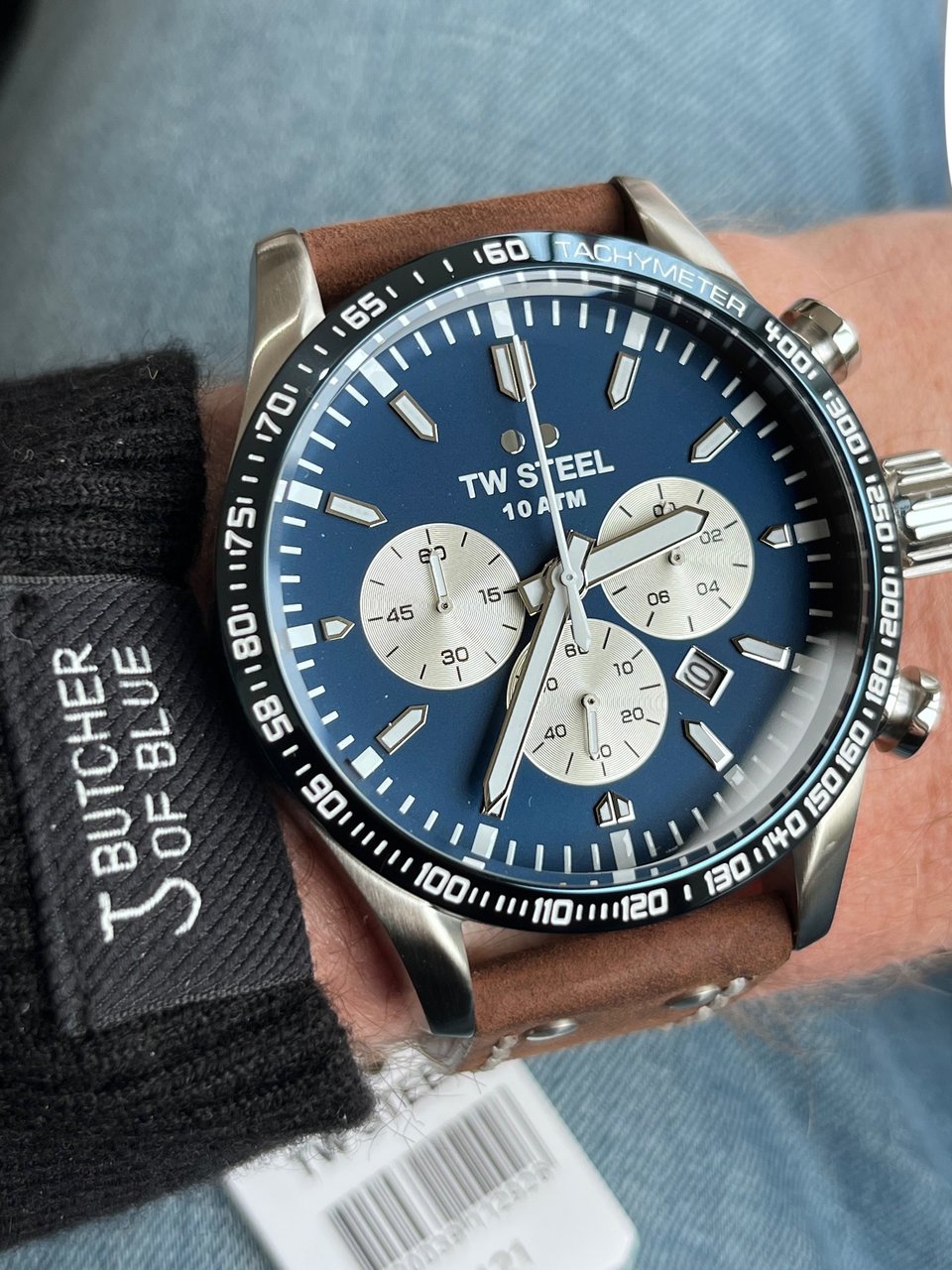 TW Steel TW Steel TWVS121 Volante Steel Chrono Bruin Leer 48mm Zilver