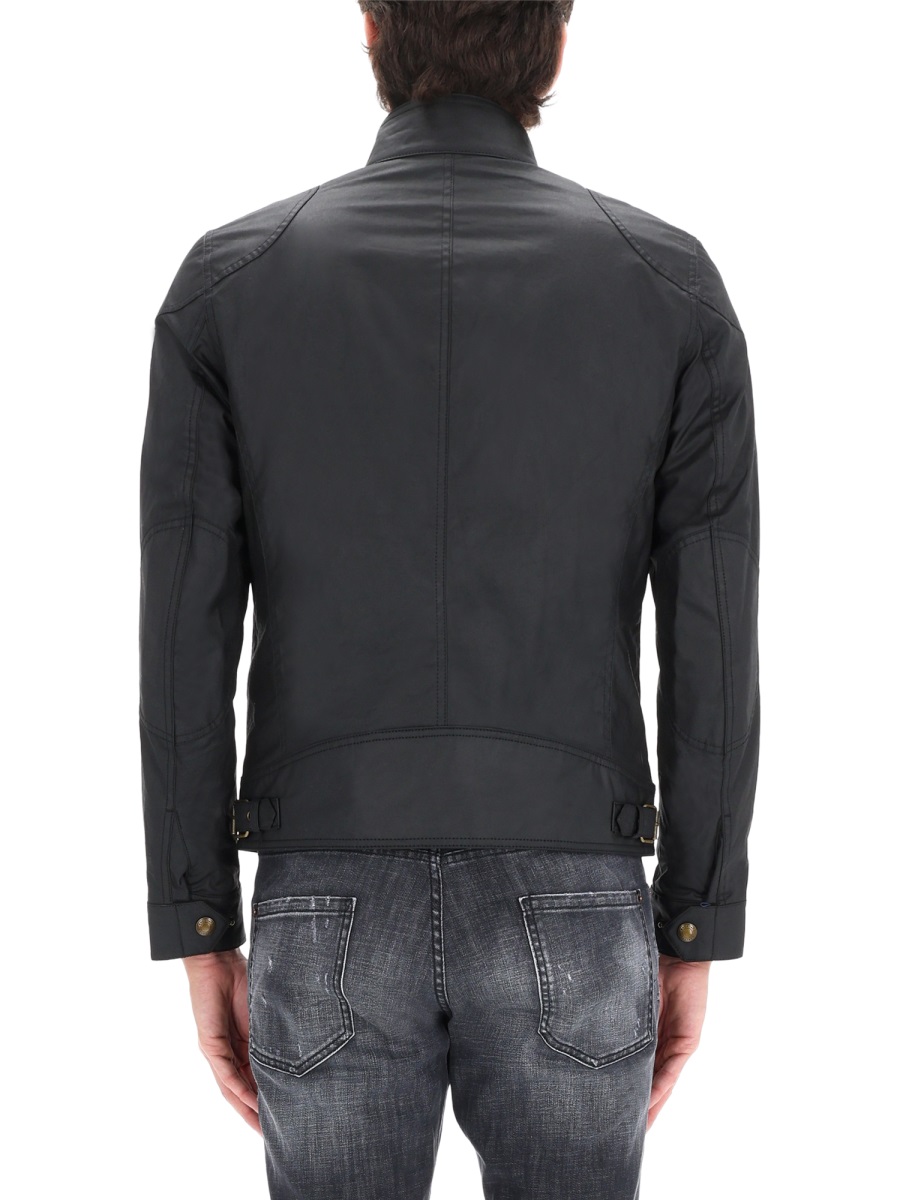 Belstaff Neutral Racemaster Stand Collar Cotton Jacket Zwart