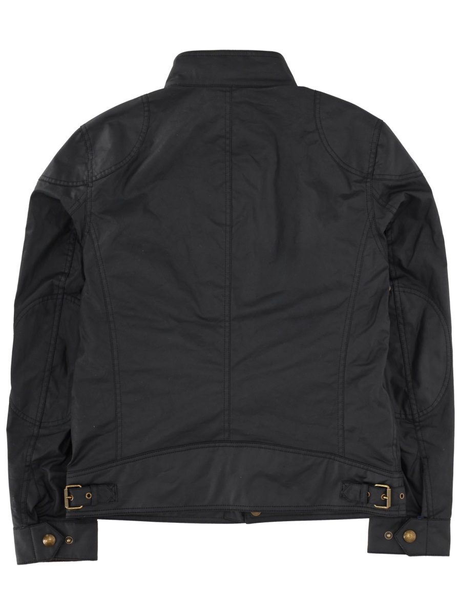 Belstaff Neutral Racemaster Stand Collar Cotton Jacket Zwart