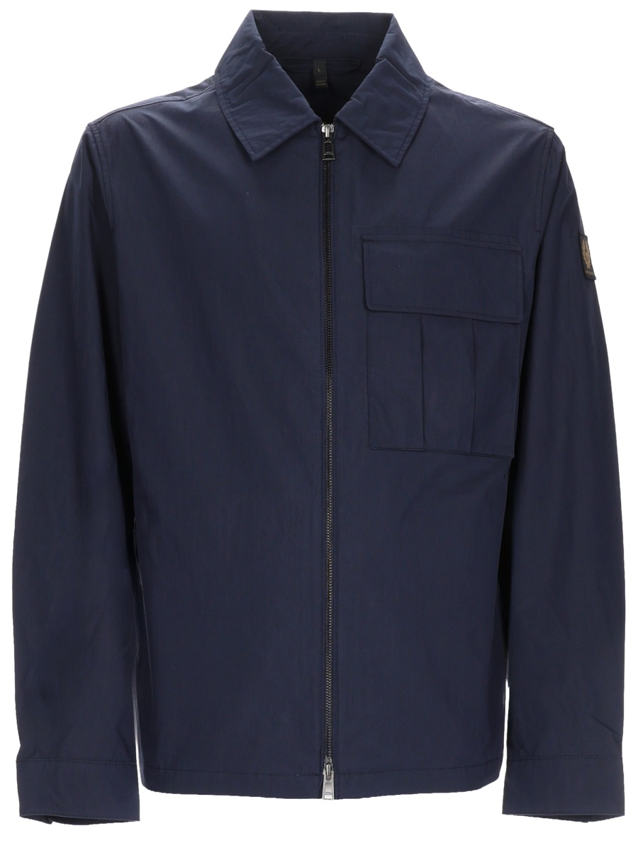 Belstaff Cargo Cotton-Blend Zippered Overshirt Zwart