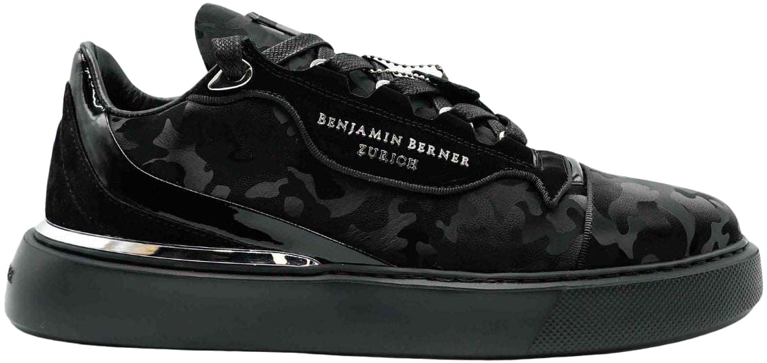 Benjamin Berner Reflective Camouflage Calfskin Sneaker Zwart