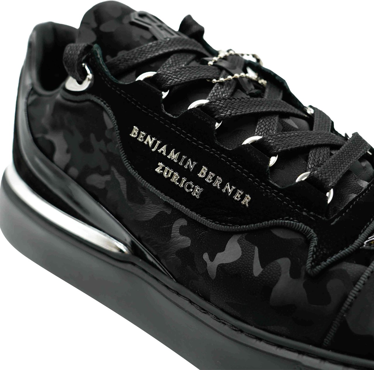 Benjamin Berner Reflective Camouflage Calfskin Sneaker Zwart