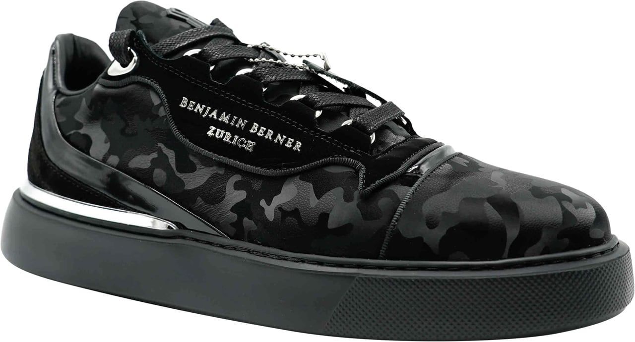 Benjamin Berner Reflective Camouflage Calfskin Sneaker Zwart