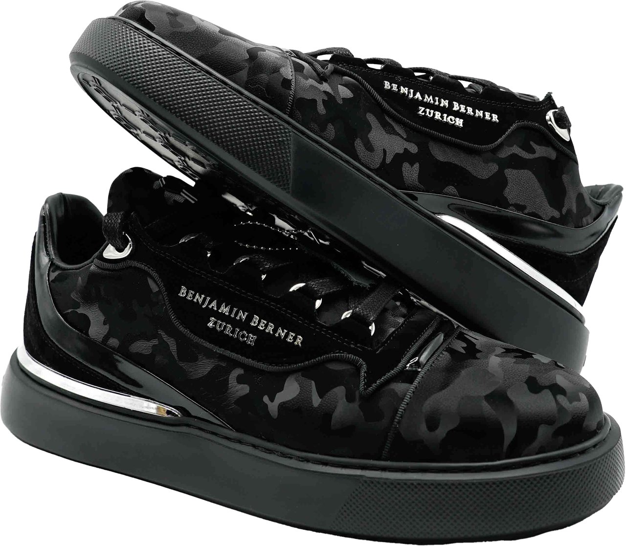 Benjamin Berner Reflective Camouflage Calfskin Sneaker Zwart