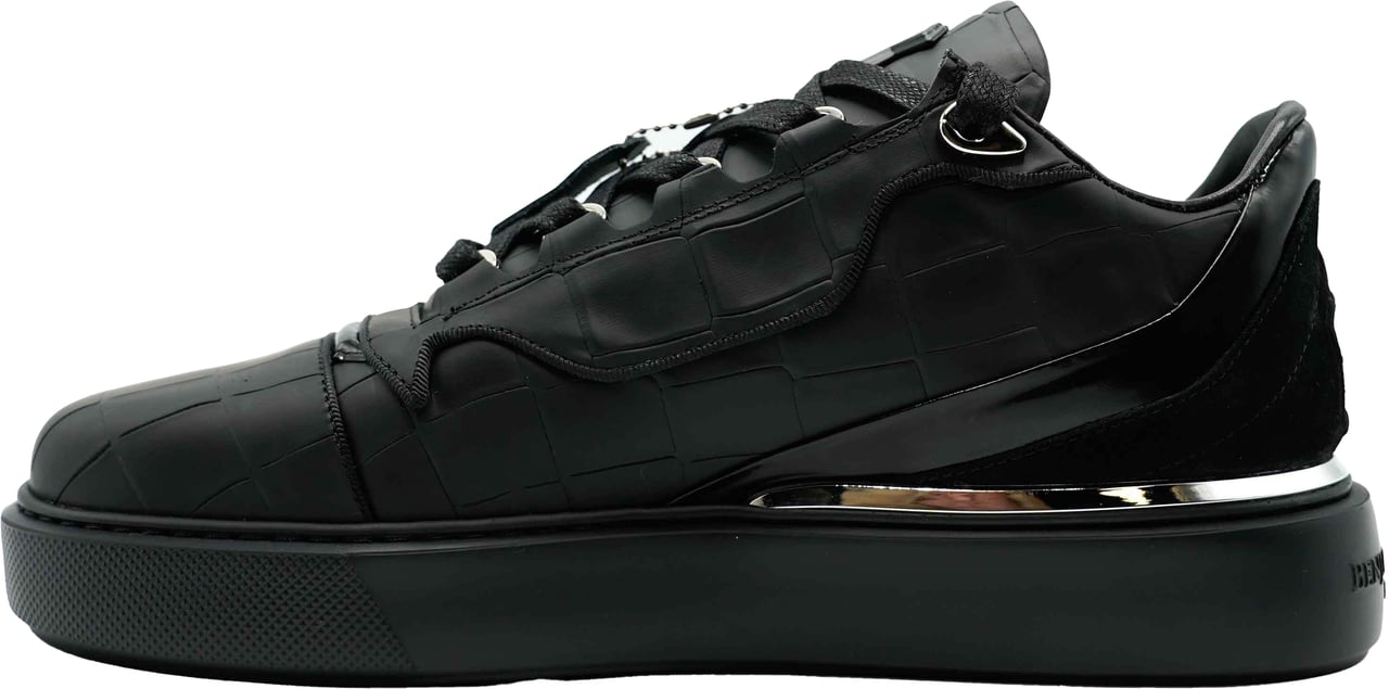 Benjamin Berner Matt Crocodile Sneaker Zwart