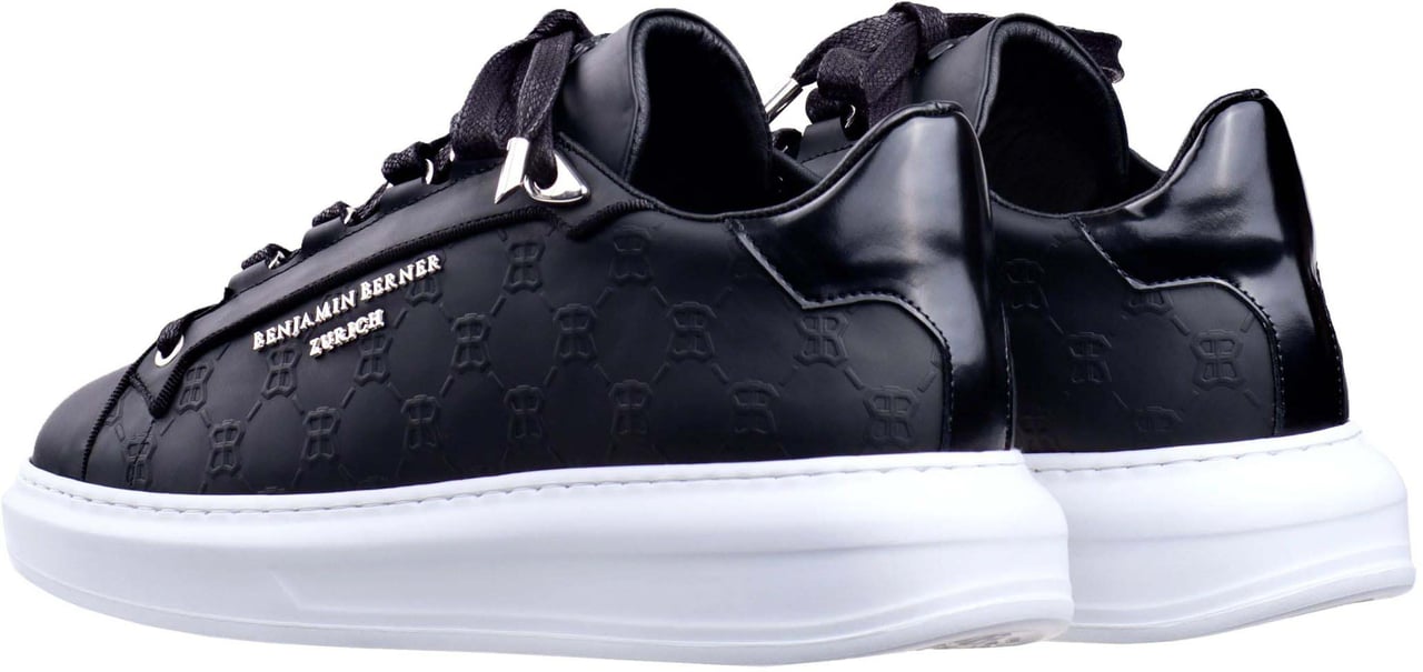 Benjamin Berner Benjamin Berner Monogram Embossed Sneakers Zwart Bnj20190843 Zwart