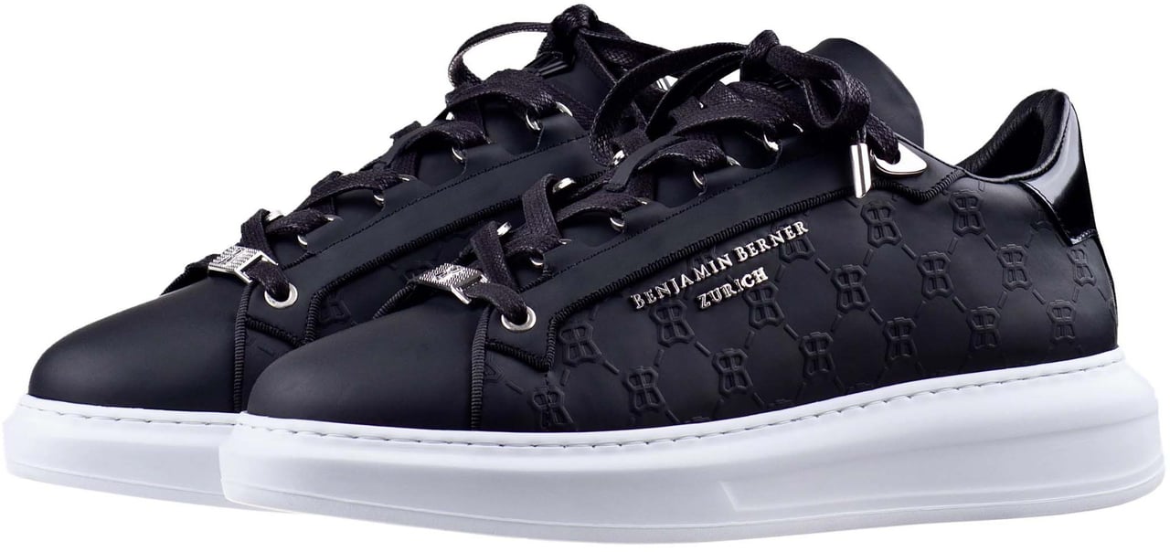 Benjamin Berner Benjamin Berner Monogram Embossed Sneakers Zwart Bnj20190843 Zwart