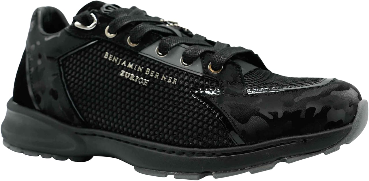 Benjamin Berner Black Reflective Camouflage Sneaker Zwart