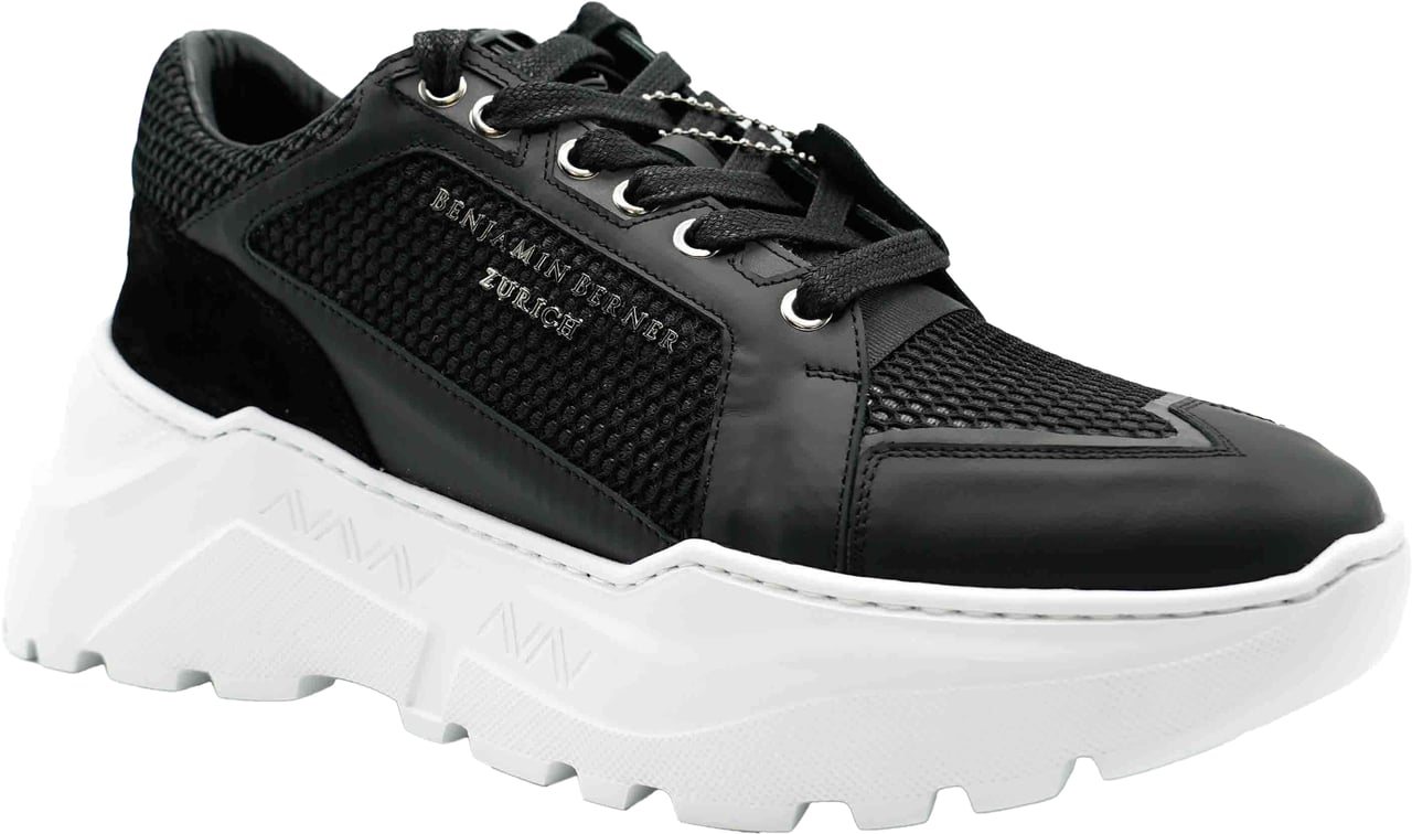 Benjamin Berner Black Matt Nappa Sneakers Zwart