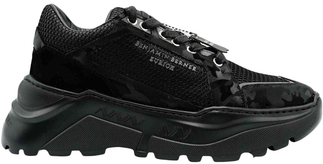 Benjamin Berner Black Reflective Camouflage Mesh Zwart