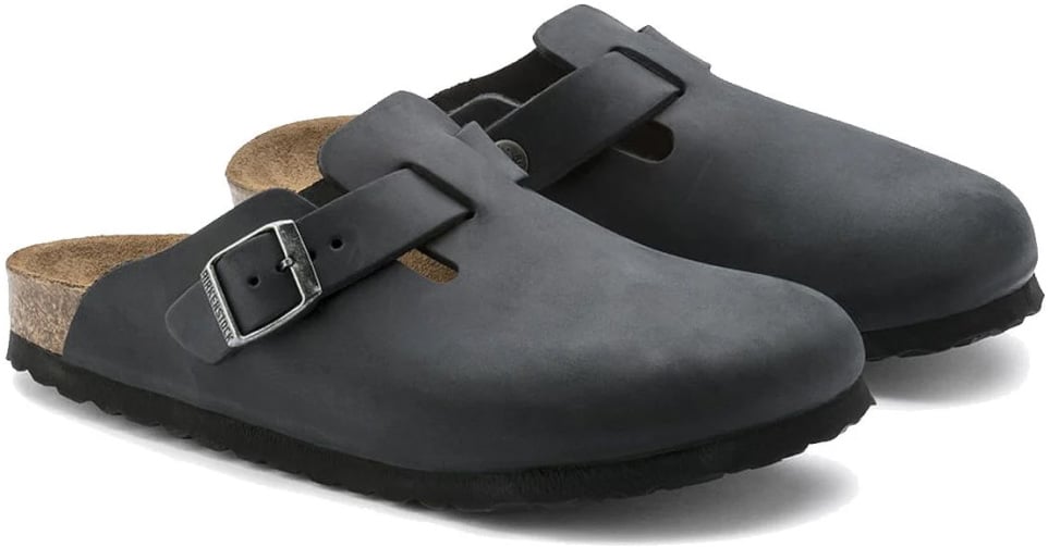 Birkenstock Boston Bs Leather Mules Zwart