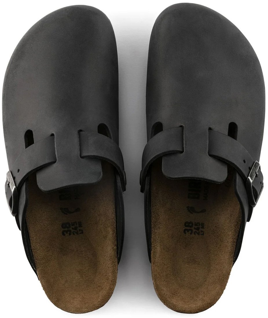 Birkenstock Boston Bs Leather Mules Zwart