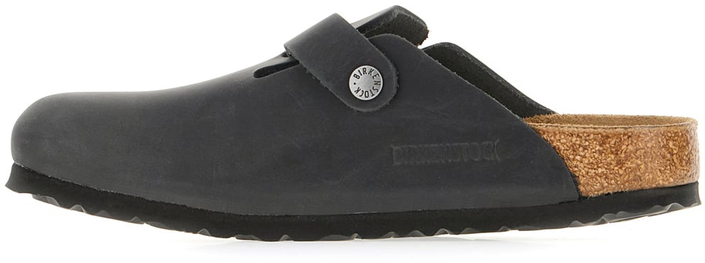 Birkenstock Birkenstock Black leather Boston slippers Zwart