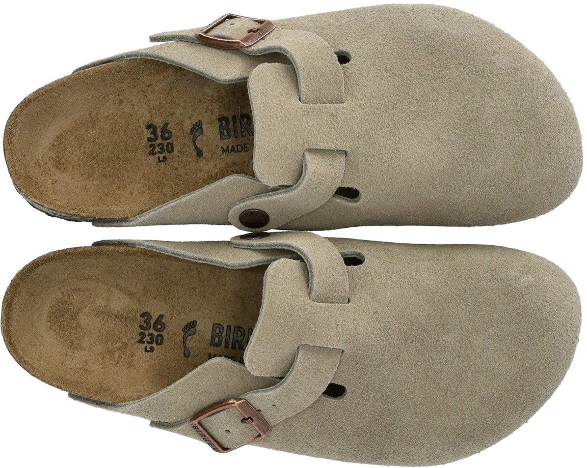 Birkenstock BIRKENSTOCK BOSTON SUEDE TAUPE CLOG Beige