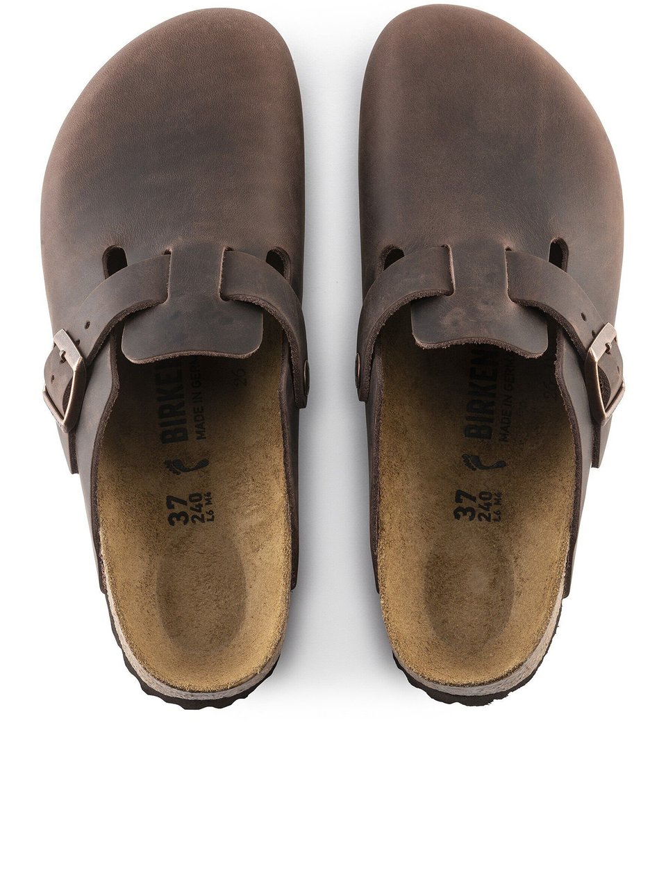 Birkenstock Boston Matte Brown Leather Clogs Grijs