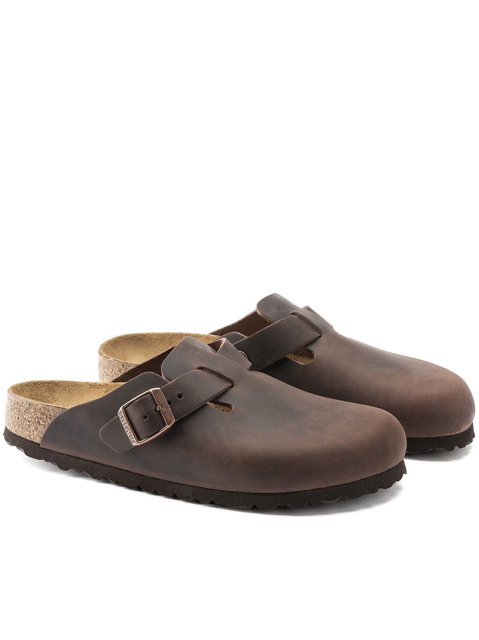 Birkenstock Boston Matte Brown Leather Clogs Grijs