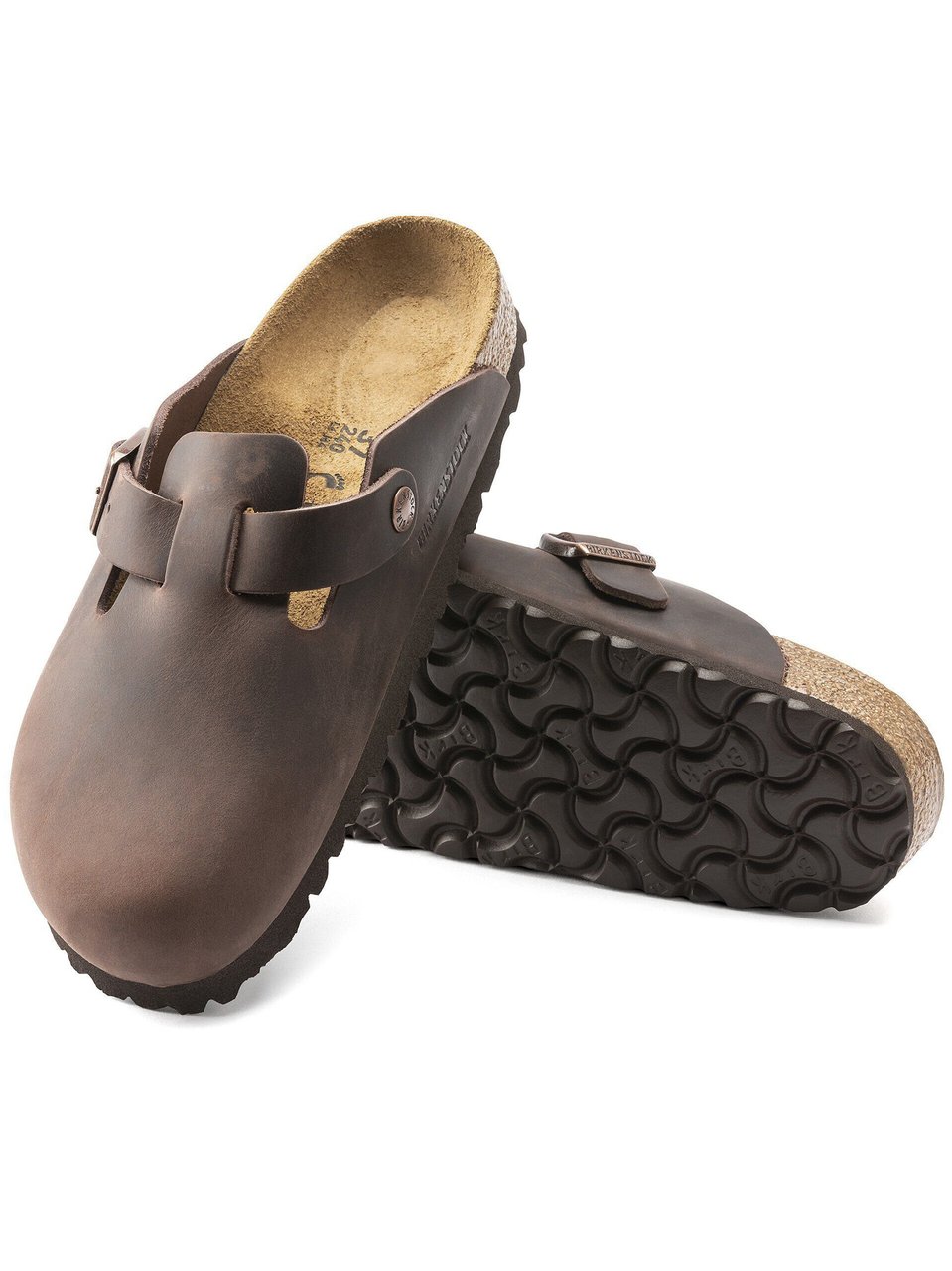 Birkenstock Boston Matte Brown Leather Clogs Grijs