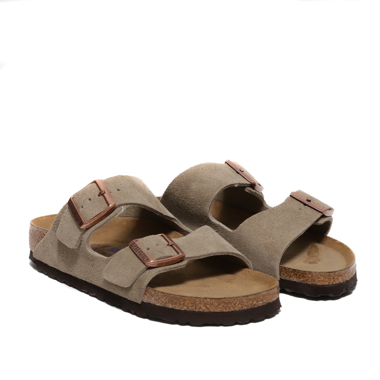 Birkenstock Sandalo Arizona con cinturini regolabili in suede sabbia Beige