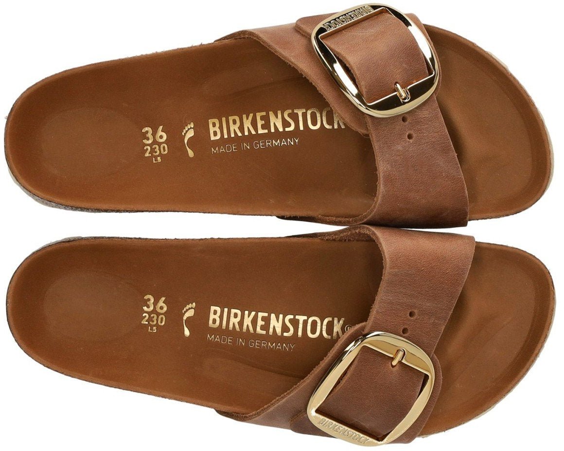 Birkenstock BIRKENSTOCK MADRID BIG BUCKLE COGNAC SANDAL Bruin