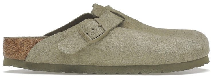 Birkenstock Birkenstock Boston Soft Footbed Suede Faded Khaki Groen
