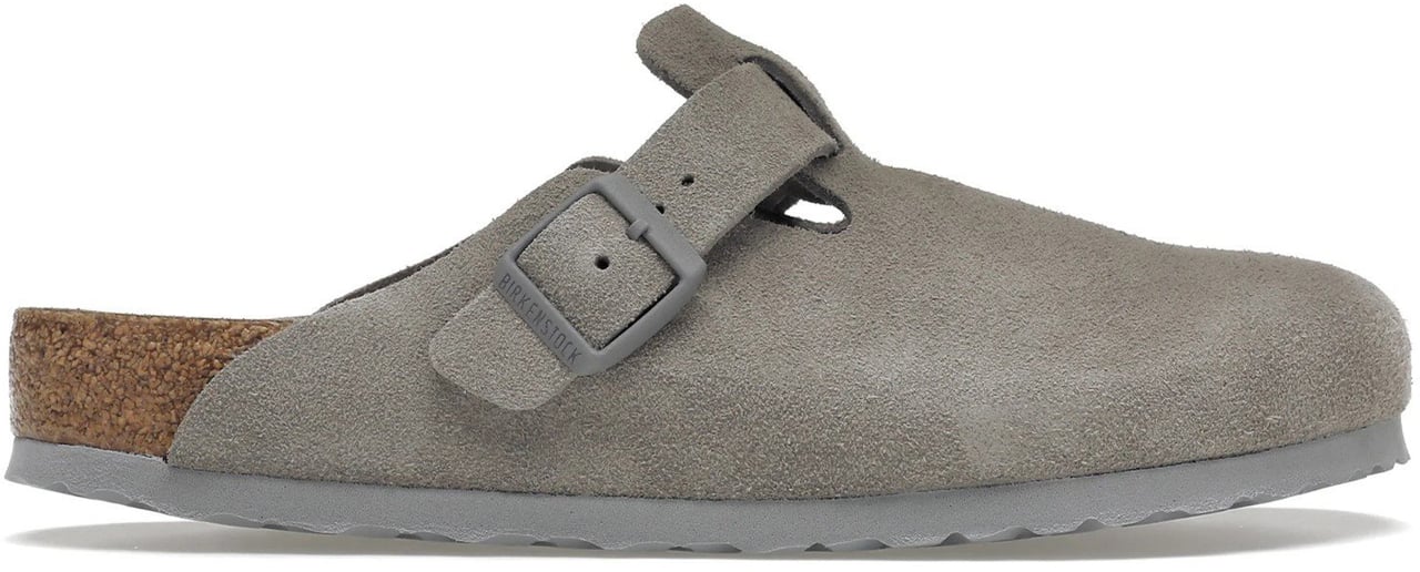 Birkenstock Birkenstock Boston Soft Footbed Suede Stone Coin Grijs