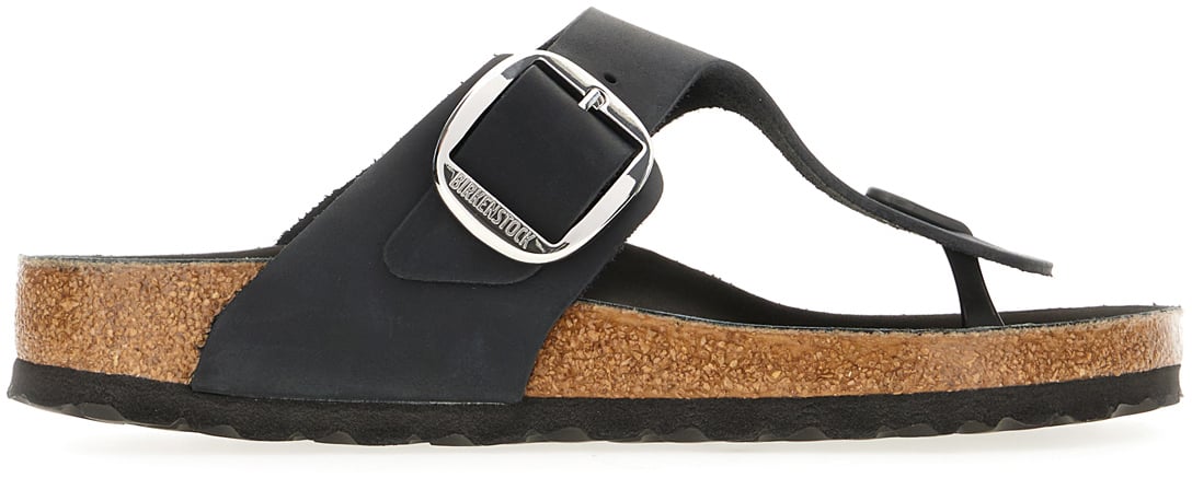 Birkenstock Birkenstock Black suede Gizeh thong sandals Zwart