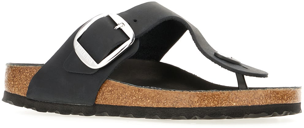 Birkenstock Birkenstock Black suede Gizeh thong sandals Zwart