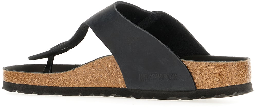 Birkenstock Birkenstock Black suede Gizeh thong sandals Zwart