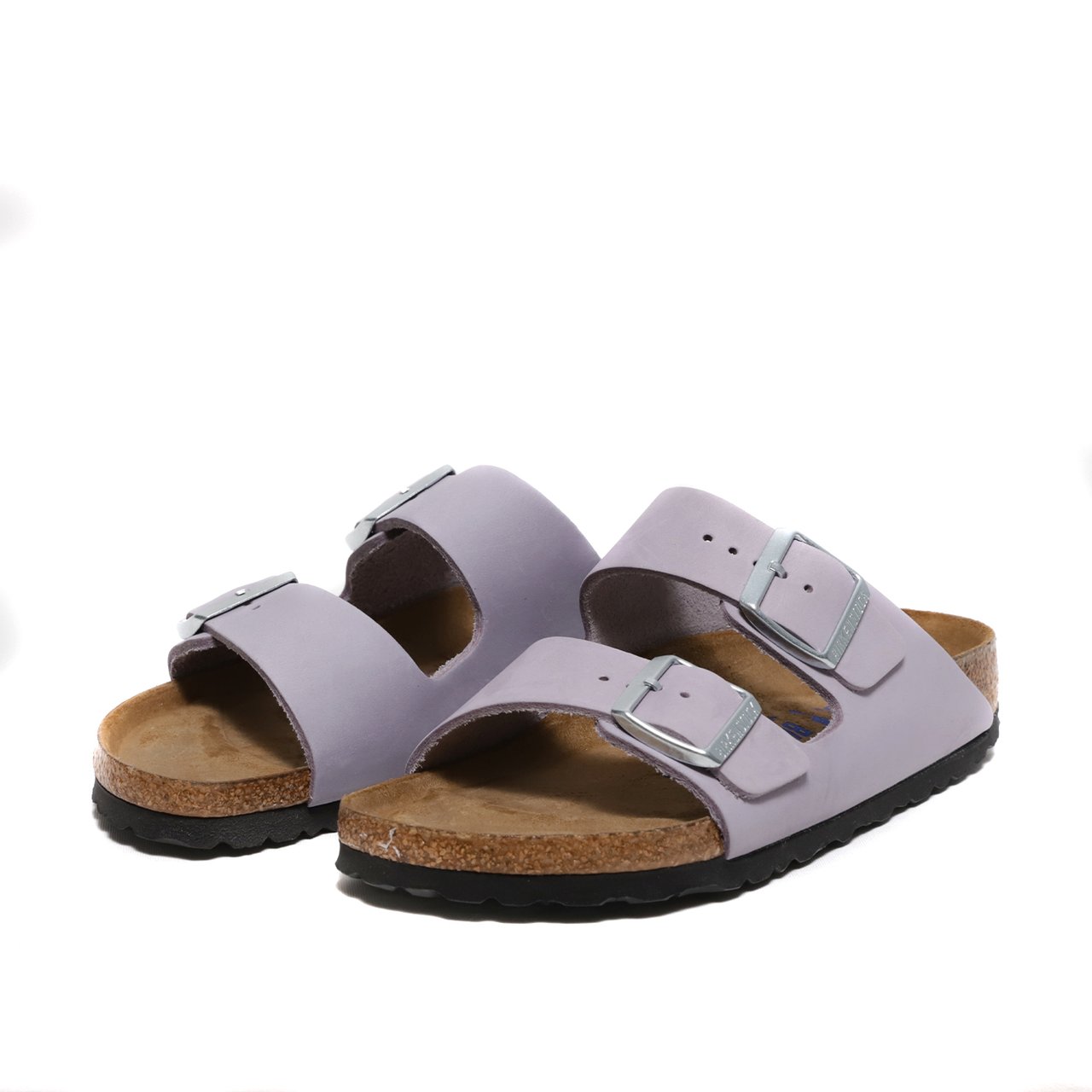 Birkenstock Sandalo Arizona con due cinturini regolabili in nabuk lilla Paars