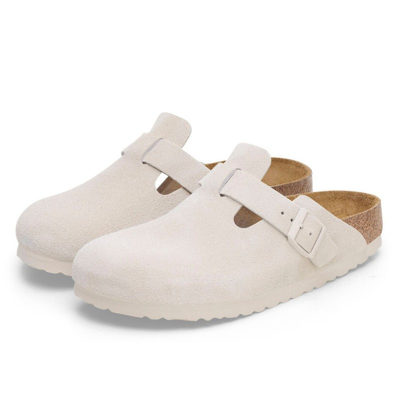 Birkenstock Birkenstock Boston Antique White Suede Wit