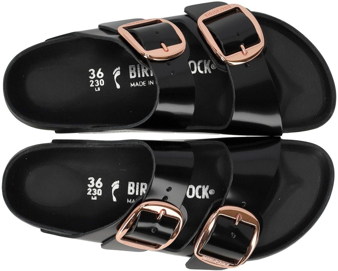 Birkenstock BIRKENSTOCK ARIZONA BIG BUCKLE HIGH SHINE SANDAL Zwart