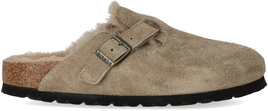Birkenstock BIRKENSTOCK BOSTON SHEARLING TAUPE CLOG Beige