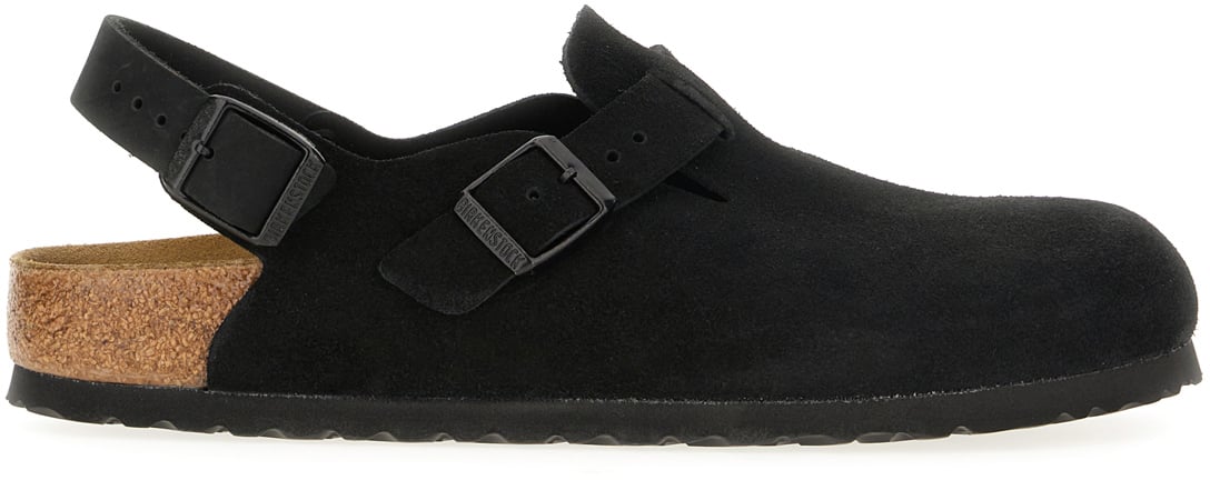 Birkenstock Birkenstock Black suede Tokio II slippers Zwart