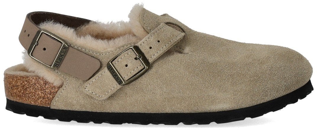 Birkenstock BIRKENSTOCK TOKIO SHEARLING TAUPE CLOG Beige